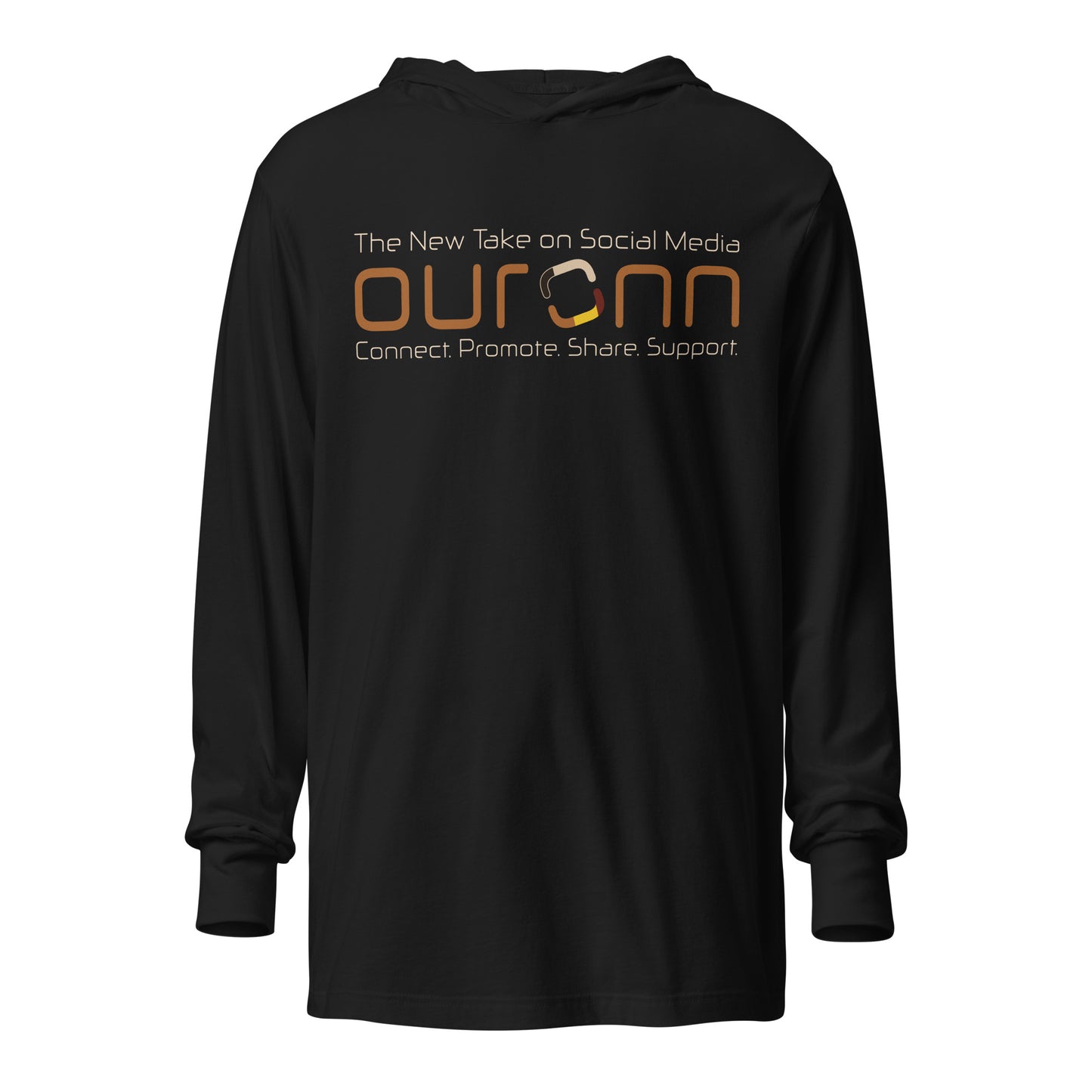 OURONN Staple Hooded Long-Sleeve Tee (Black)